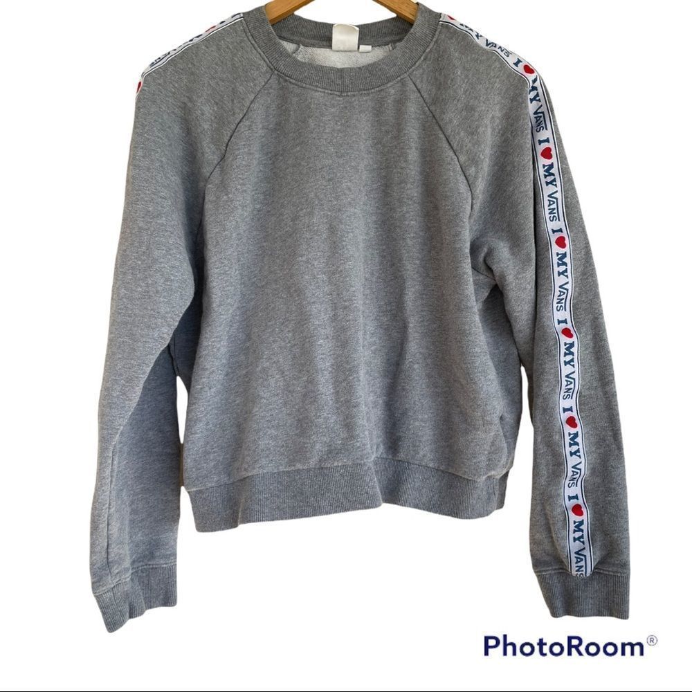 VANS heathered grey crew neck cropped sweatshirt